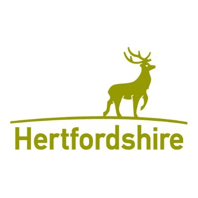 Hertfordshire Libraries logo, featuring a green silhouette of a stag.